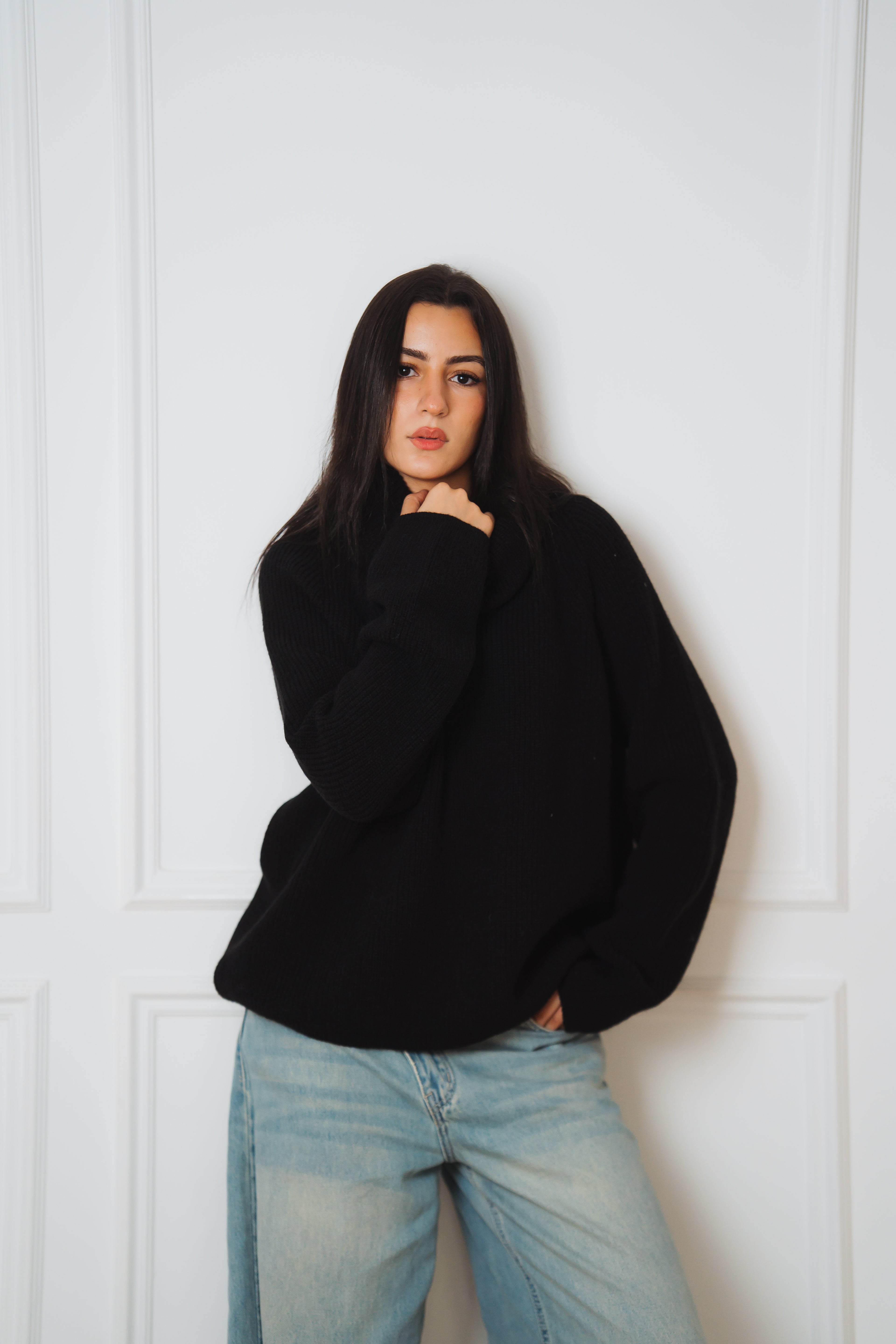 Serene Knit Pullover in Black