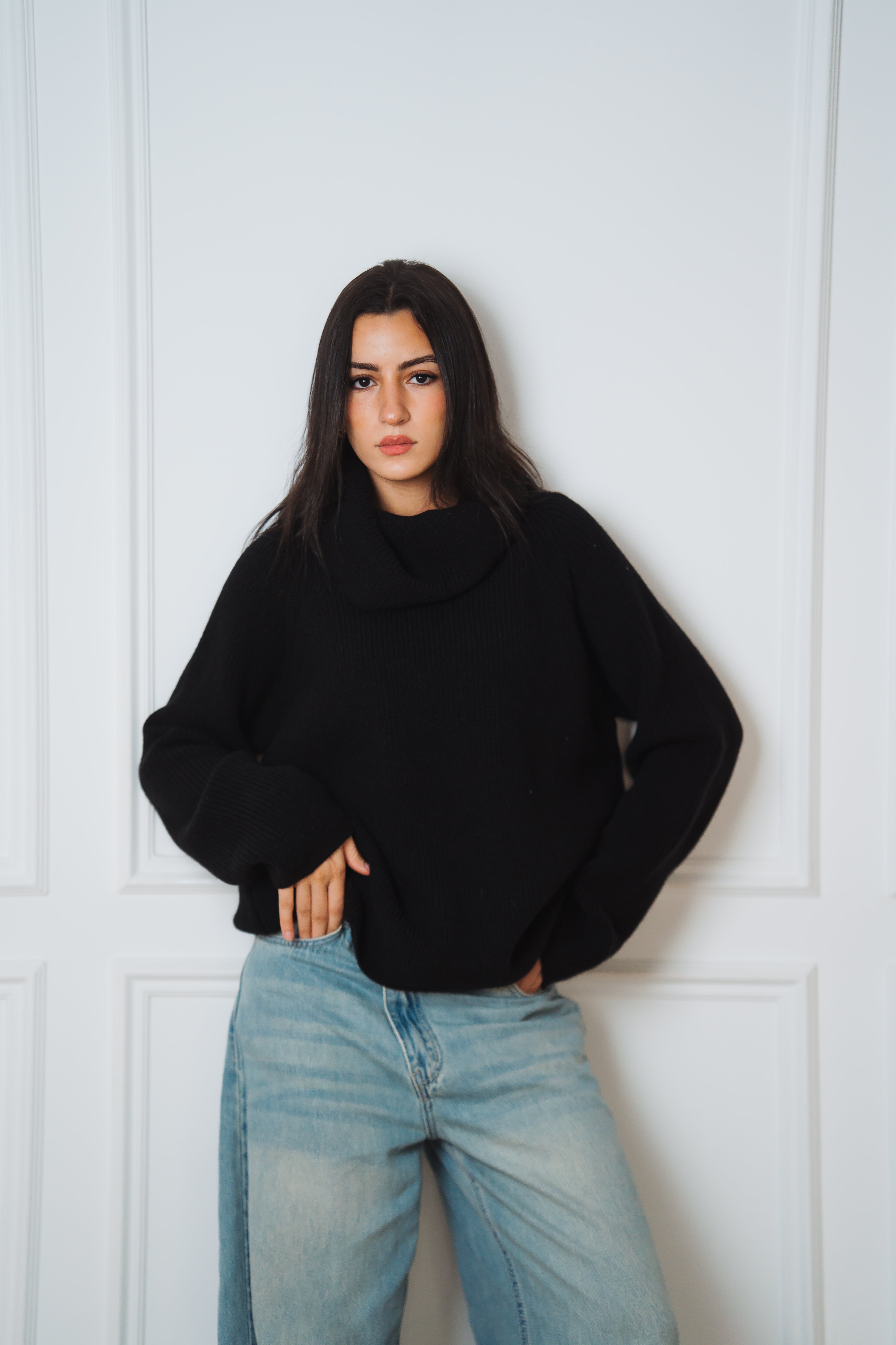 Serene Knit Pullover in Black