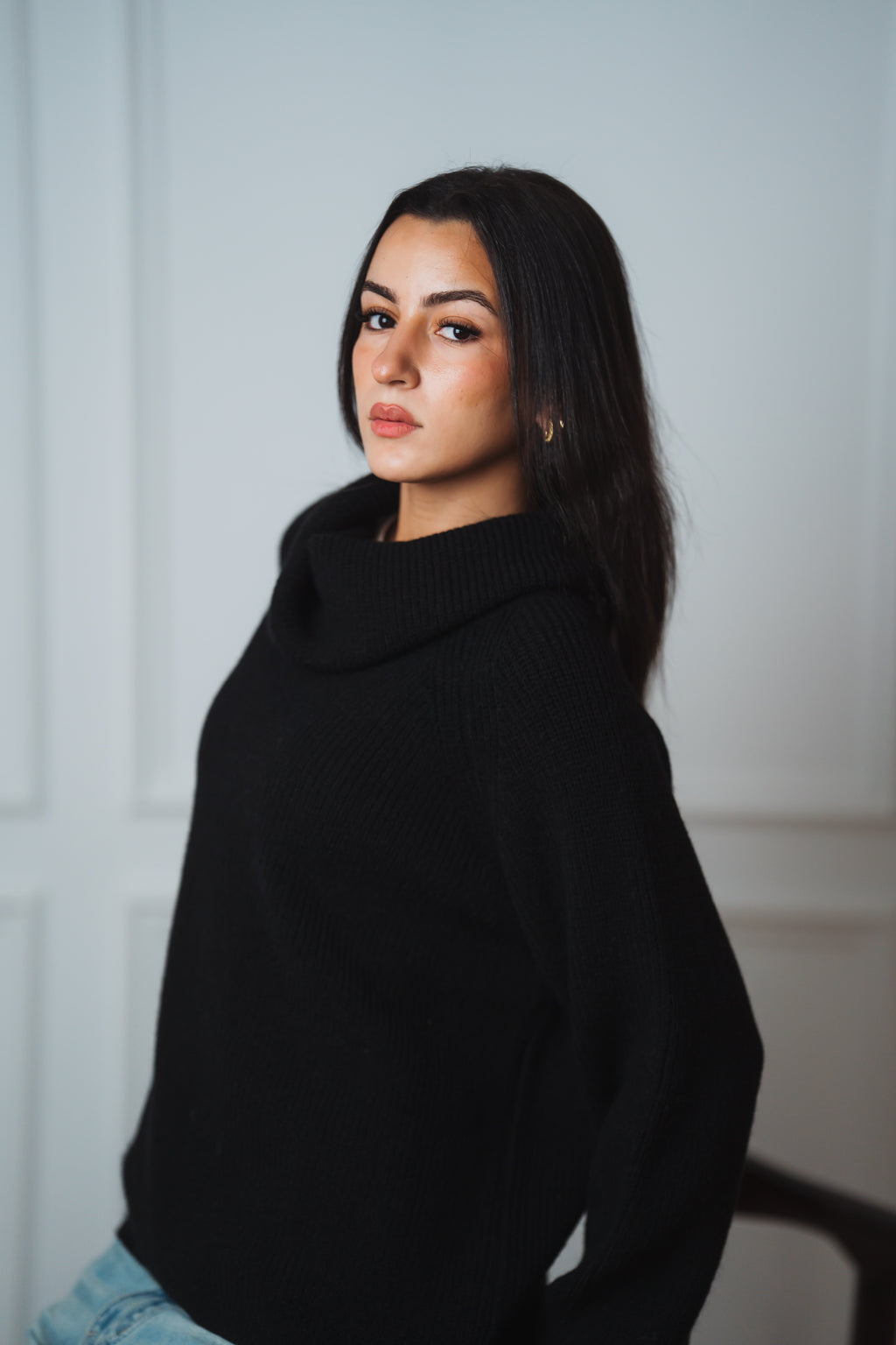 Serene Knit Pullover in Black