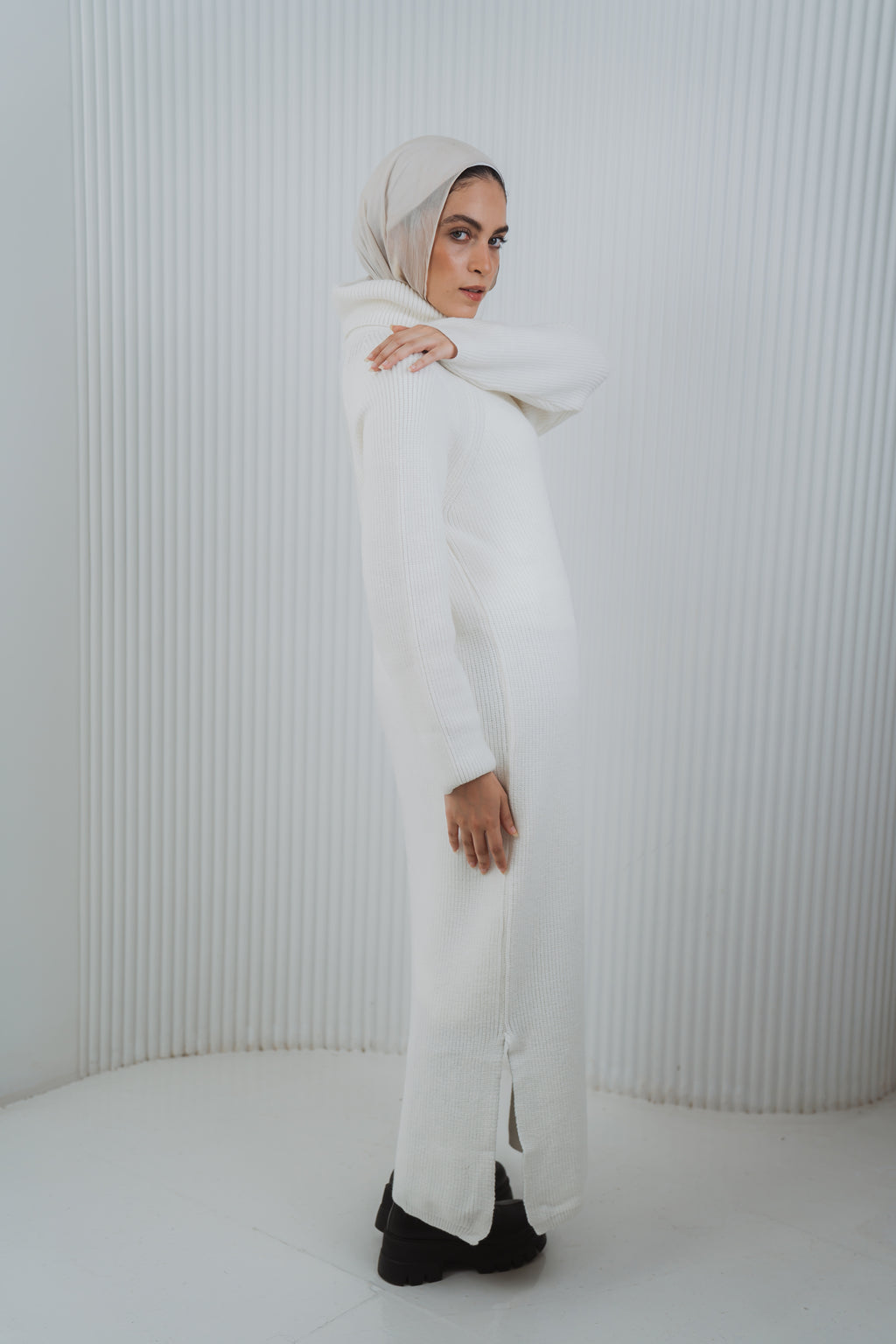 Serene Knit Dress in White