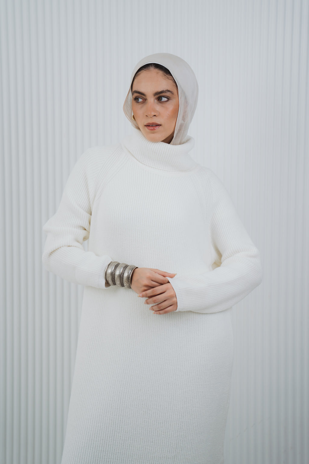 Serene Knit Dress in White