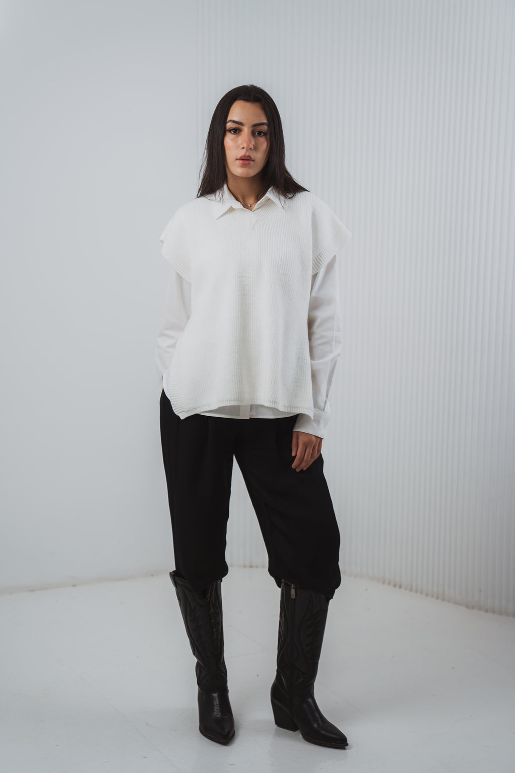 Serene Knit Gillet in White