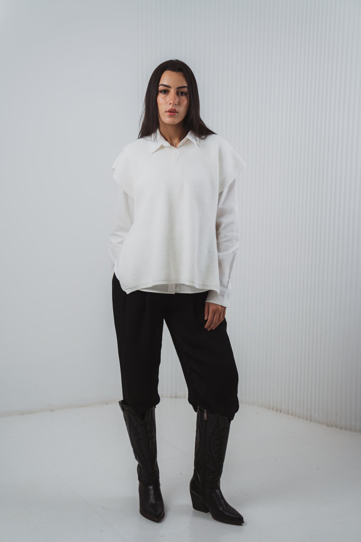 Serene Knit Gillet in White