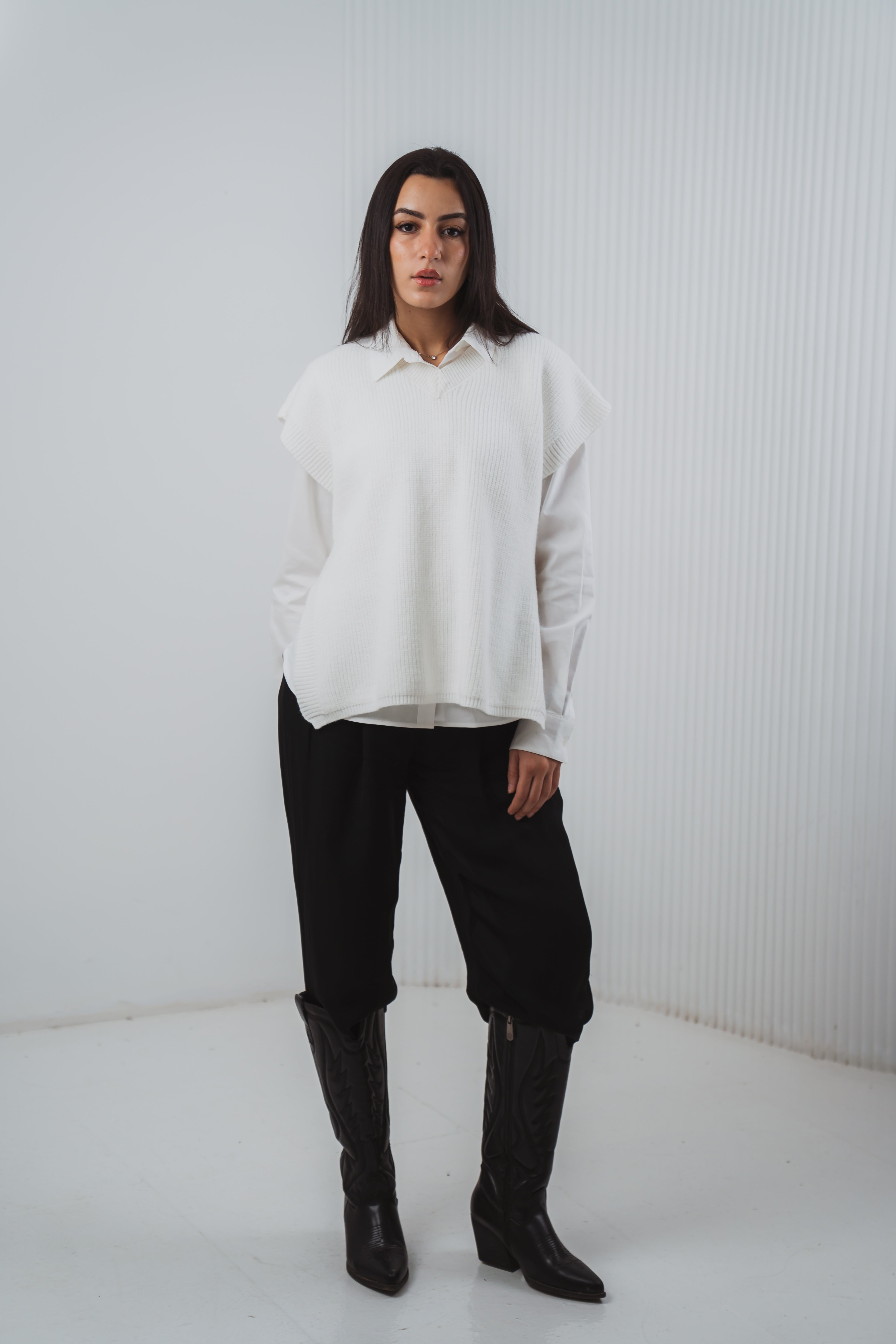 Serene Knit Gillet in White