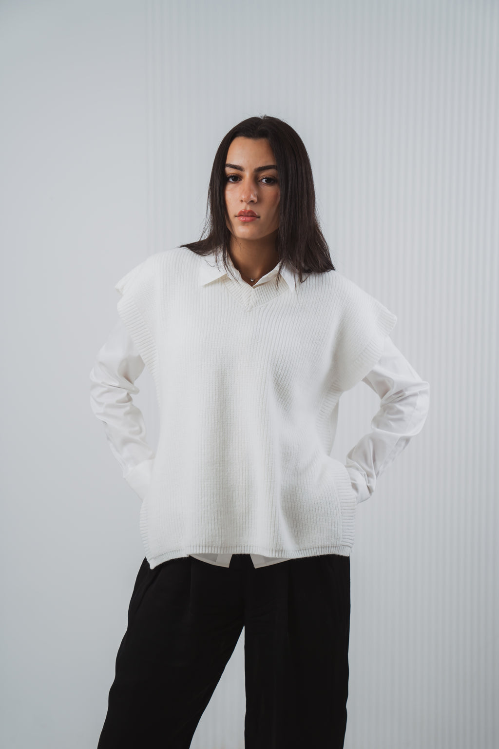 Serene Knit Gillet in White