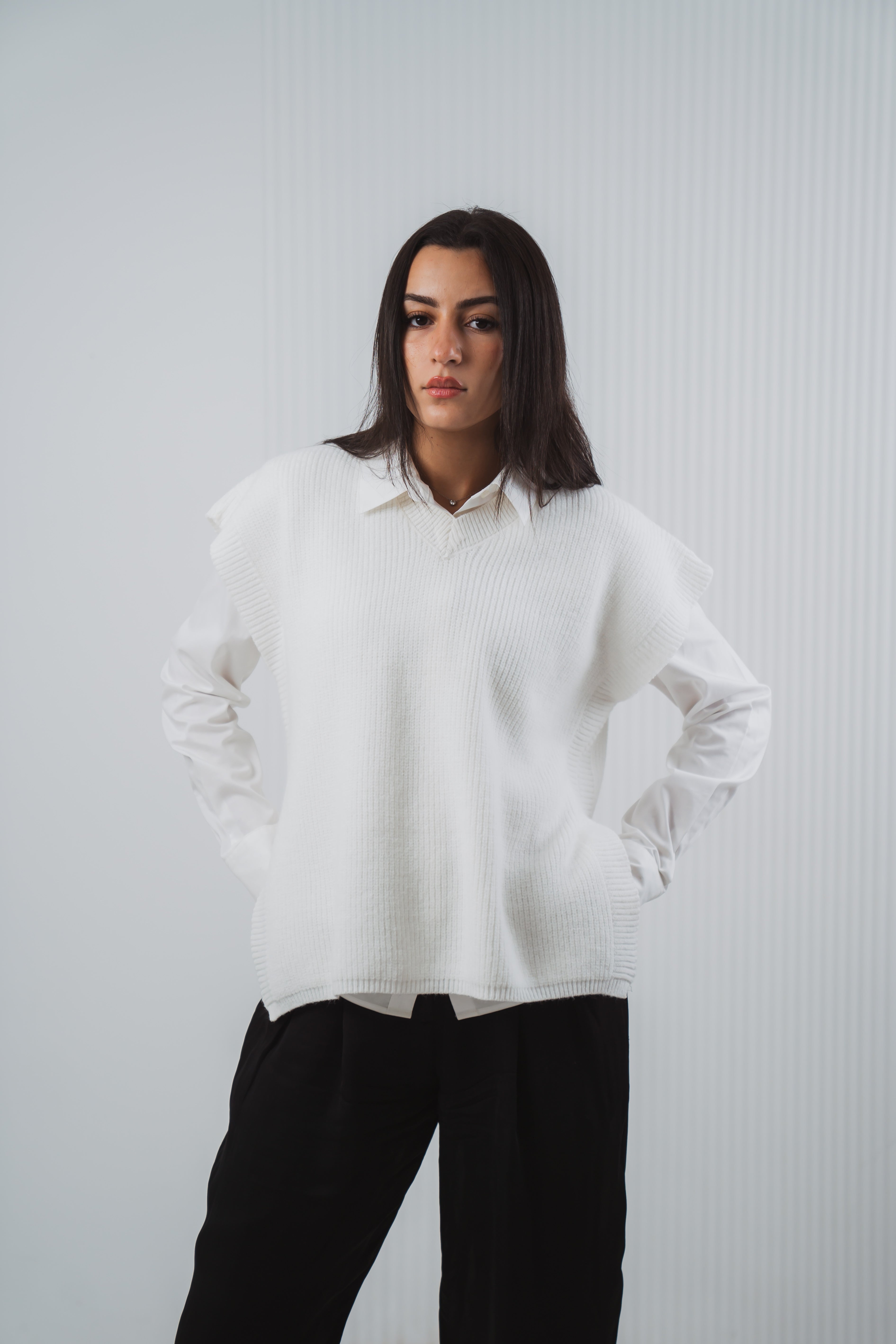 Serene Knit Gillet in White