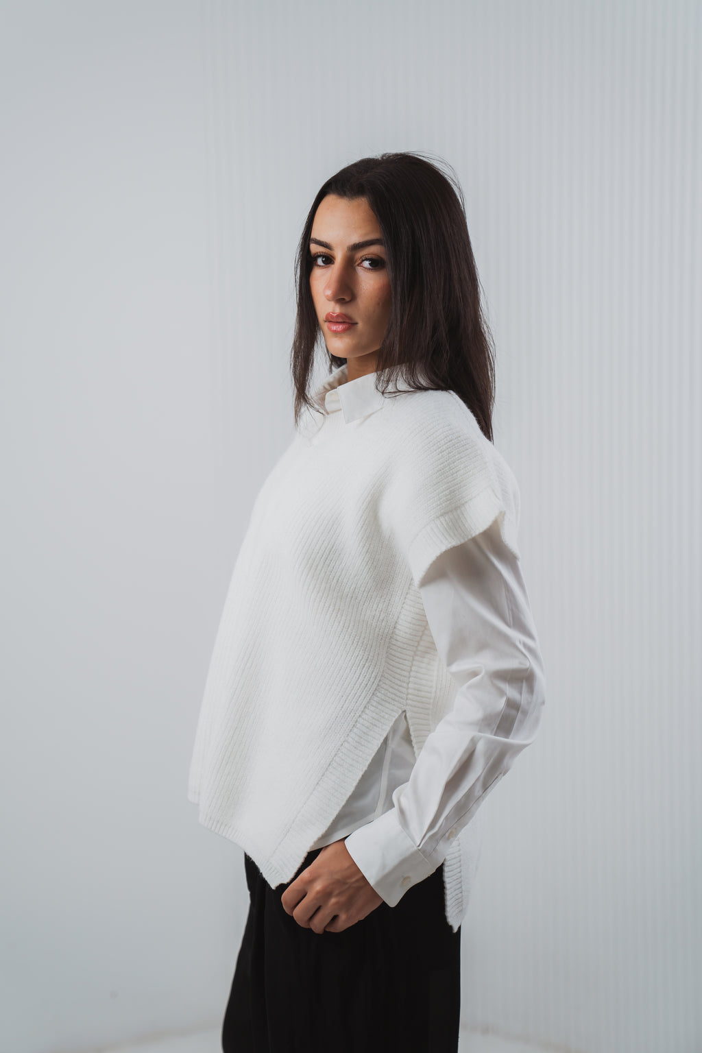 Serene Knit Gillet in White