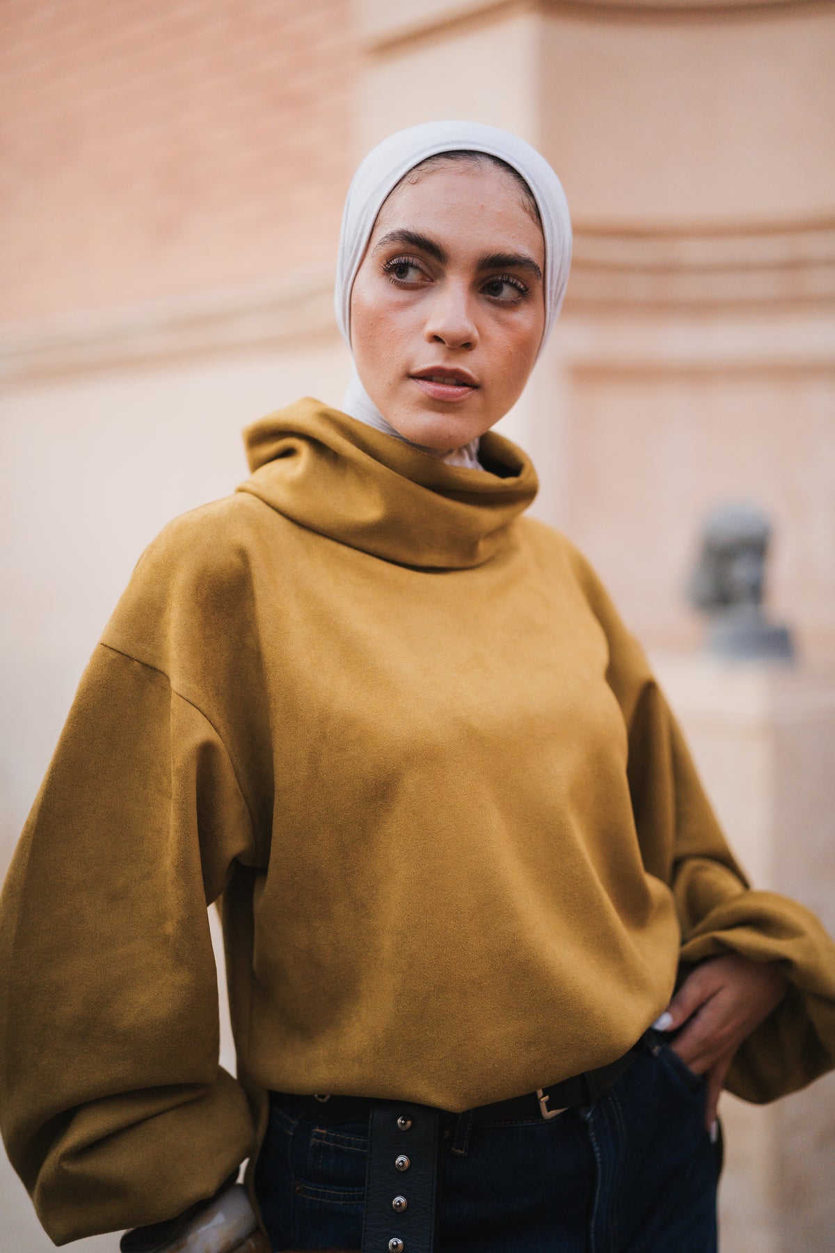 The Elevated High Neck - Mustard Olive