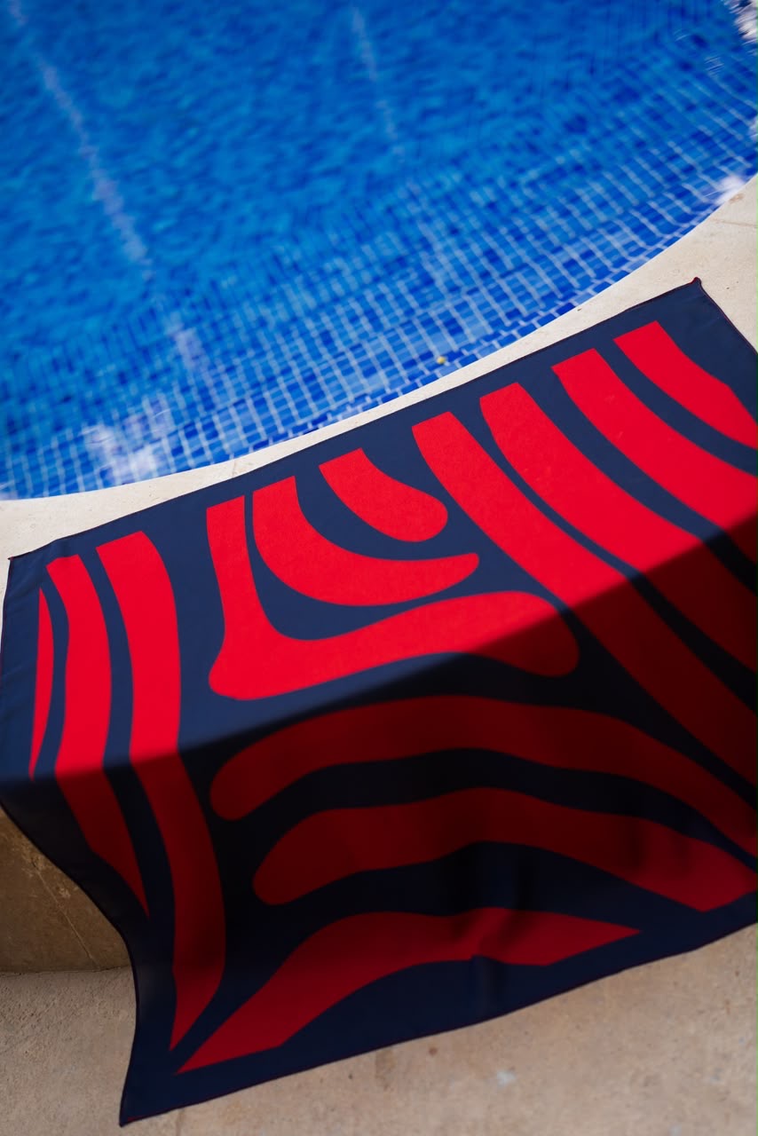 Abstract Scarf - Red x Navy